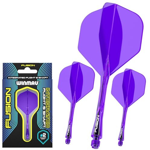 WINMAU Darts Fusion Integrated Flight & Shaft System - No.2 Shape & Design - Lila Farbe, Intermediate Länge