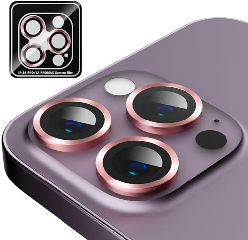 MINUUISCT Protector de lente de cámara compatible con iPhone 15 Pro/iPhone 15 Pro Max, protector de pantalla de cristal templado ultra HD inastillable, color rosa