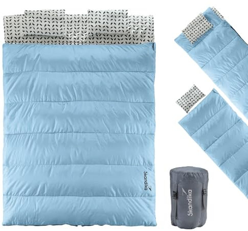 Skandika Deckenschlafsack Iceland Double | Doppelschlafsack Outdoor für Erwachsene, 3 Jahreszeiten, 220 x 150 cm, als Einzelschlafsack nutzbar, Camping Schlafsäcke, Schlafsack Erwachsene, kompakt