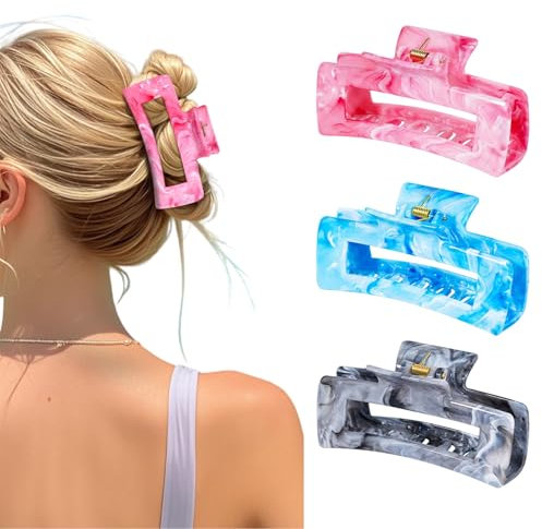 Yeomju 3 Stück Haarklammern für Damen, Rutschfeste Mittelgroße Haarklammern für Dünnes Haar, Starker Halt, Tintenmalerei Design, Haarschmuck für Mädchen Geschenke