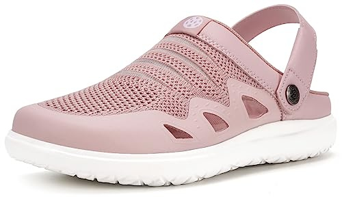 Sabots Mules Femmes Hommes Respirant Chaussures de Jardin Pantoufle de Maison Plage Sandales D'Été Antidérapant Sandales Clogs,Rose,42 EU