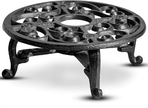 Untersetzer aus Gusseisen, 17,8 cm, rundes Design mit Teelichthalter, robuster und dekorativer Kerzenhalter zum Erhitzen von Lebensmitteln, Kaffee, Milch oder Tee