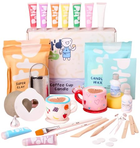 Pott'd Mini-Töpfer-Sets | Lufttrocknendes Töpferset für Erwachsene | Mit Farben, Töpferwerkzeugen und lufttrocknendem Ton ganz ohne Brennen | KOSTENLOSE Online-Anleitung | Perfekt für Anfänger