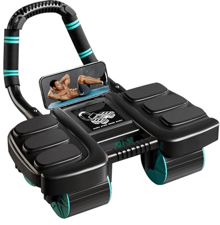 Bauchrad Roller - 4-Rad Ab Roller für Core Training, Automatischer Rebound Ab Roller Übungsrad mit Ellenbogenstütze, Stabilitätsgriff für Home Gym Workouts, Core Strength Training Equipment