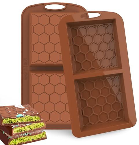 2 Pièces Moule Tablette Chocolat, Tablette de chocolat Dubai Sans BPA, Moule Silicone pour Chocolat, Praline, Bonbons, Barres énergétiques