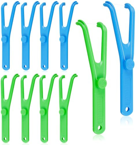 10 soportes para hilo dental, reutilizables, en forma de Y, púas para la higiene bucal, limpieza dental, para hoteles familiares y viajes (10 unidades)