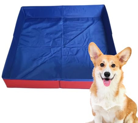 Bassin de Baignade pour Animaux, Bassin PVC Pliable pour Nage Canine, Bassin Antidérapant pour Chiots Jardin Maison Extérieur avec Fond Rigide