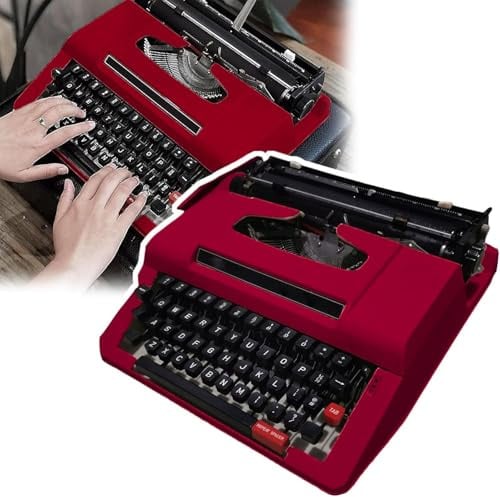 Klassische manuelle Schreibmaschine (rot) Art Deco Vintage Design mit Ganzmetall-Konstruktion, authentisches Retro-Tipperlebnis für handgeschriebene Buchstaben, kreatives Schreiben, Scrapbooking, DIY