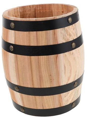 COMPUKAS Holzfass-organizer Für Besteck Und Utensilien Natürliches Holz Mit Maserung Kompakter Löffel Und Gabelhalter Für Küche Und Esstisch Aufbewahrungslösung Für Stäbchen Und