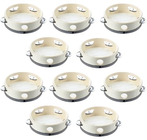 NONDK 10 Pcs Musical Tambourine Tambourine Drum Round Percussion Gift for KTV