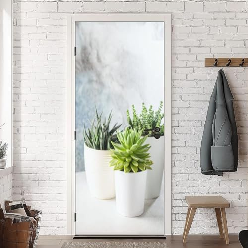 TACOKI Türtapete Selbstklebend Türposter Pflanzen Türbekleben Sukkulenten Türbilder, 3D Effekt Fototapete Türfolie Poster Türaufkleber Wandtattoo Tür Dekoration Stickers 85x200 cm v6348