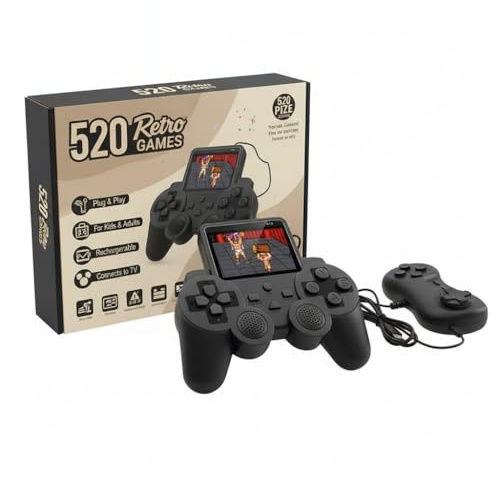 CRONOVA Retro Handheld Game Console – 520 Classic Games Preloaded, Mini Portable Emulator, 2.4” Color LCD Screen, TV Output, Double Player, Rechargeable Battery, Gift for Kids & Adults