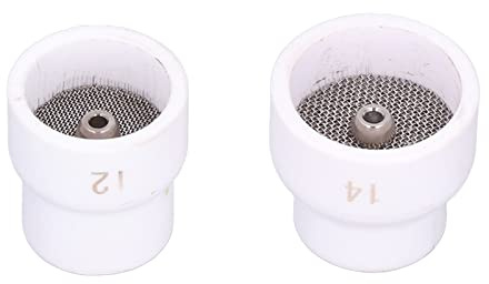 Dioche Furick Jazzy 10 2Pcs TIG Welding Cup 12#/14# Ceramic Nozzle Accessory Set for WP9/17/18/20/25/26 - Durable & Easy Install (White)