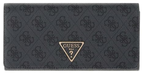 GUESS Geldbörse Laurel II SLG Flap Organizer Coal Logo dunkelgrau