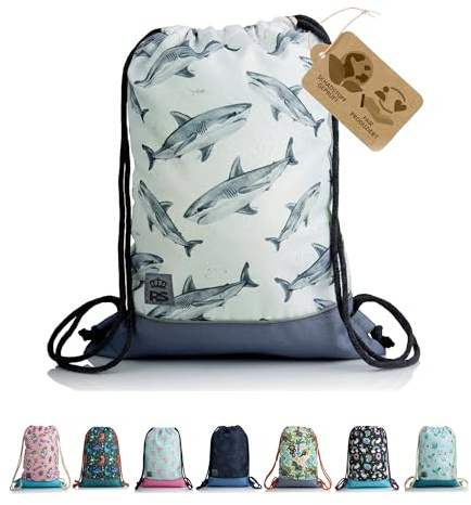 Turnbeutel Sportbeutel Gymbag Rucksack für Kinder (Modell 17) | Reißverschlussfach, Schlüsselclip, Reflektor, für Schule, Sport & Freizeit