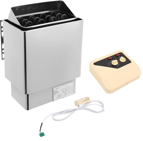 MIIWWOWO 6 kW Elektrisch Saunaofen Wandmontage Saunaherd aus Edelstahl mit Steuerung Temperatur 120°C Zeit 180 min für 6-8 m³ Sauna Heimgebrauch