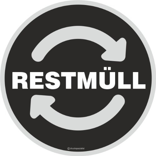 KDS Aufkleber RESTMÜLL Mülltonne Abfall Recycling Wertstoffkennzeichnung 20 cm rund