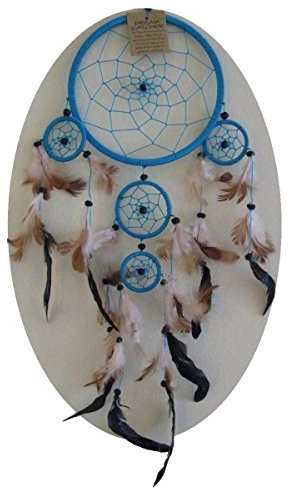 Simandra Original handgefertigter Traumfänger – hängender Dreamcatcher aus natürlichen Materialien handgefertigt ca. 50 cm lang, Durchmesser größter Ring 16 cm