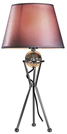 Lampenlux LED Tischleuchte Tischlampe Brenda mit Stoffschirm und Glaskugel (Montur: chrom; Schirm: grau, Höhe: 42cm)