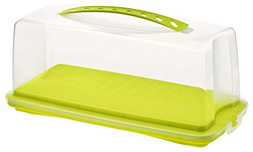 Rotho Fresh Contenitore per Torte con Cappuccio e Maniglia per il Trasporto, Plastica (PP) senza BPA, Verde/Trasparente, 36.0 x 16.5 x 16.5 cm
