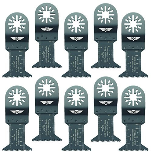 10 x 44mm TopsTools UN44J_10 Cuchillas de corte de madera gruesas compatibles con Bosch Fein (sin StarLock) Makita Einhell Ergotools Hitachi Parkside Ryobi Worx Workzone Accesorios