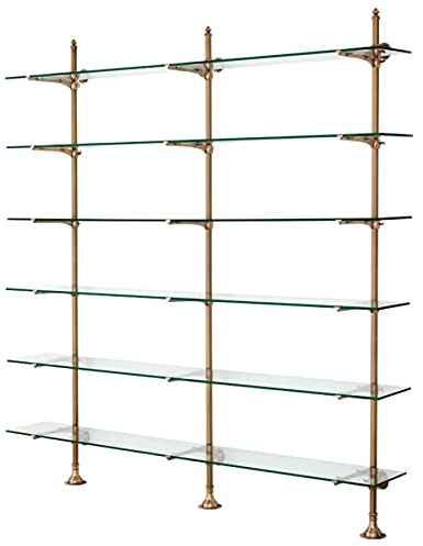 Casa Padrino Designer Doppel-Wandregal Antik Messing 220 x 41 x H. 240 cm - Luxus Wohnzimmer Möbel