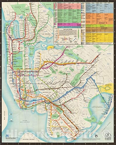Historic Pictoric Karte – New York City Transit Maps, New York City U-Bahn-Karte 1979 Eisenbahn-Kartografie – Vintage-Poster, Kunst-Reproduktion – 61 x 76,2 cm