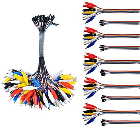 Oiyagai 10 Stück 2 in 1 Krokodilklemme zu Dupont Kabel 10Pin 20cm Buchse, Krokodilklemme zu Jumper Kabel 10Pin 20cm Buchse für Testleitungen Arduino/Raspberry Pi/Orange Pi