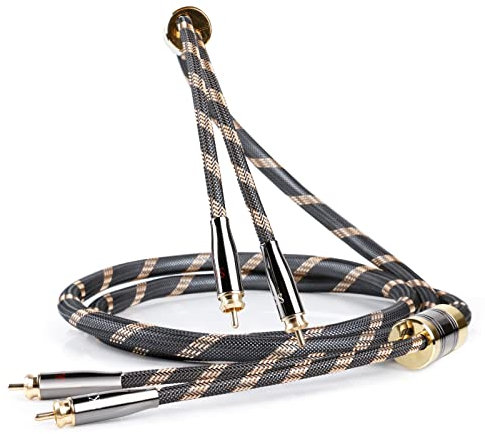 SKW Upgrade Audiophile Cinch Audio Cable, Adaptador convertidor de Sistema de Alta fidelidad 2RCA Macho a 2RCA Macho con Cable Cinch de 12.8 mm (3M, Negro)