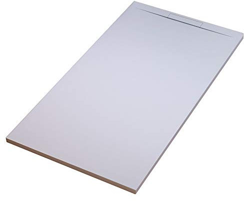 Receveur de douche - marbre minéral avec revêtement en gelcoat – Couleur blanche – 90 x 170 cm