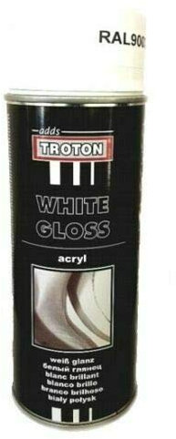 Troton Pintura en spray para coche, 1 x 400 ml, color blanco RAL 9003, barniz acrílico brillante