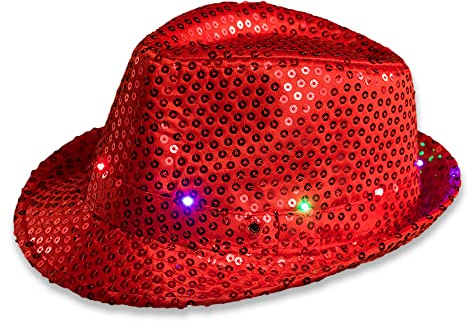 The Glowhouse Blinkender LED-Fedora-Hut (rot)