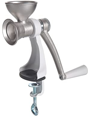 Jupiter Mohnmühle Leinsamenmühle Ölsaatenmühle weiß Edelstahl Küchenhelfer Handgerät manuell, weiß