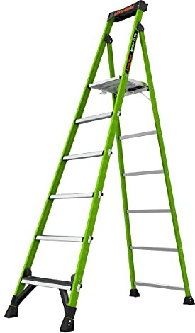 Little Giant Ladders, MightyLite 2.0, 8' Stepladder with Ground Cue, Fiberglass, Type IAA, 375 lbs Weight Rating, (15408-001), Green