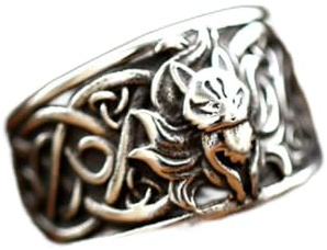 Edelstahl Neunschwänziger Fuchs Männer Ringe Rock Hip-Hop Retro Punk Vintage Fingerring Trendy Wikinger Kelten Fuchs Tier Knoten Schmuck Geschenk