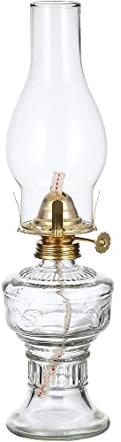 Moddeny Glas Öllampen, 12,99 * 2,99 Zoll Windproof Petroleumlampe, altmodisch oellampen für innen, Mit Docht transparent Öllampe Laterne, für Schlafzimmer, Lernen, Restaurant