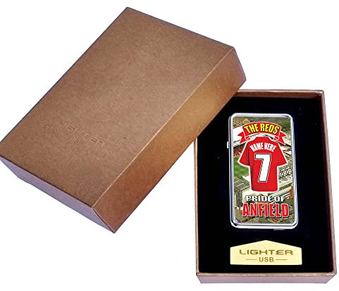 Liverpool Personalised Football Shirt Rechargeable Gift Boxed Silver Metal USB Lighter