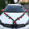 Autoschmuck Hochzeit Motorhaube Saugnapf, Hochzeitsdeko Auto Blumen, Deko Hochzeitsauto Vintage, Auto Hochzeitsschmuck Set mit Autoschleifen Spiegel Blumenstrauß Kunstblumen Rosen Tüll (Schwarz-rot)