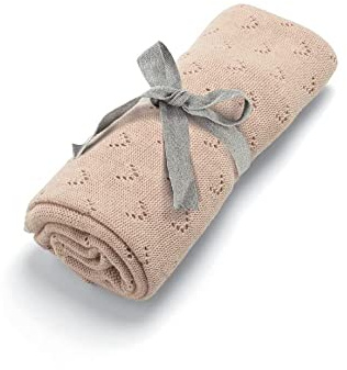Mamas & Papas Nursery Small Knitted Blanket, Pink Pointelle (90x70cm)