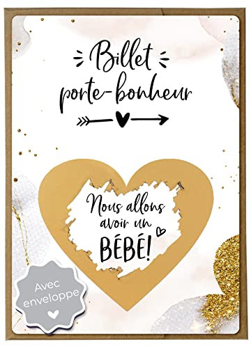 Joli Coon Carte a gratter annonce grossesse - Nous allons avoir un bebe avec enveloppe - Annonce grossesse bebe