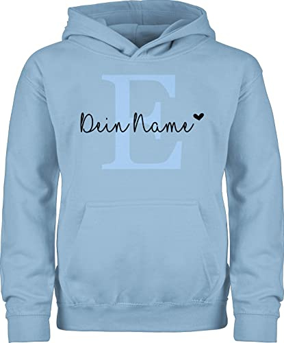 Geschenk mit Namen personalisiert by Shirtracer - Kinder Hoodie Jungen Mädchen - Anfangsbuchstabe - Name anpassbar Buchstabe Herzchen I Geschenk Initialen