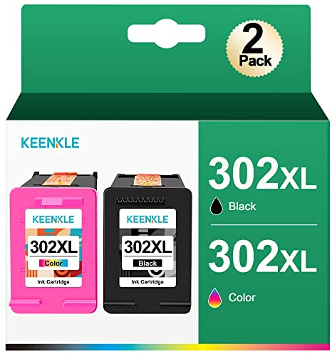 KEENKLE 302 Druckerpatronen für HP 302 Druckerpatronen 302 XL Schwarz und 302 XL Farbe für HP Envy 4525 4520 4527 4524 OfficeJet 3831 5230 3830 5220 4655 3835 3834 Deskjet 3630 3636 2130 3639