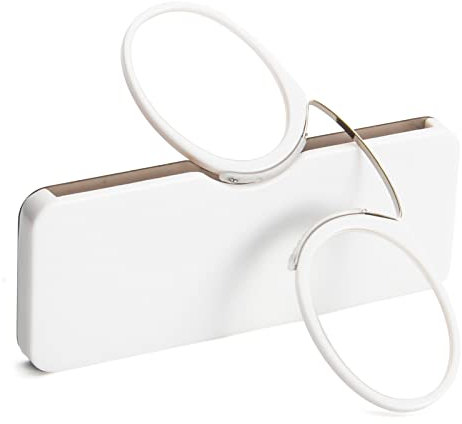 KoKoBin Lenti da lettura unisex, compatte, mini clip per occhiali da lettura senza ferretto, antiscivolo, per la lettura, sempre a portata di mano (bianco, + 1,0)