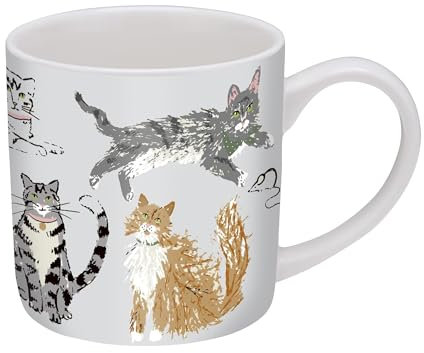 Ulster Weavers - Watercolour Painted Cats Mug 250ml - Dishwasher & Microwave Safe - Ceramic New Bone China - Coffee Mug with Cat - Cat Kitchen Accessories - Cat Lovers Gifts - Tea Cup with Cats