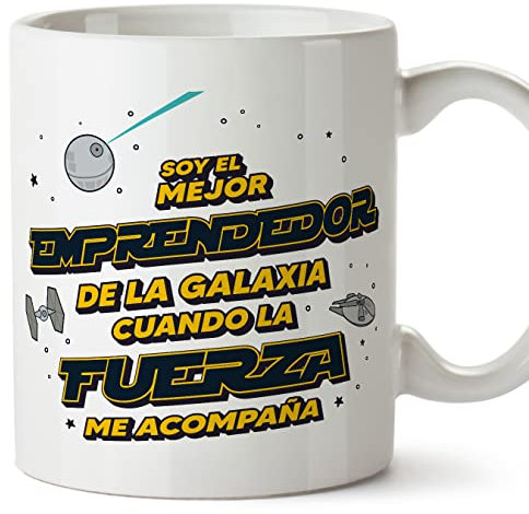 MUGFFINS Tazas para EMPRENDEDOR hombre - En Español - Mejor de la Galaxia Cuando Fuerza me Acompaña - 11 oz / 330 ml - Regalo original y divertido