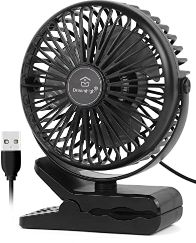 Dreamhigh® Ventilatore USB, 360° Rotazione Ventilatore da Tavolo con 3 Velocità, Portatile Mini Ventilatore Silenzioso per Casa, Ufficio, Auto-USB Alimentato