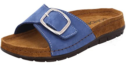 Rohde Damen Pantolette Leder Klettverschluss Memoryfußbett Rodigo-D 5875, Größe:42 EU, Farbe:Blau