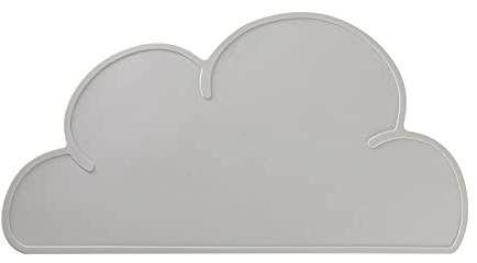 Silikon Platzset - Platzdeckchen Kinder Tischset Kinder rutschfest, Tischsets Abwaschbar für Küche Speisetisch, Wolkenform, Grau 25 * 48cm