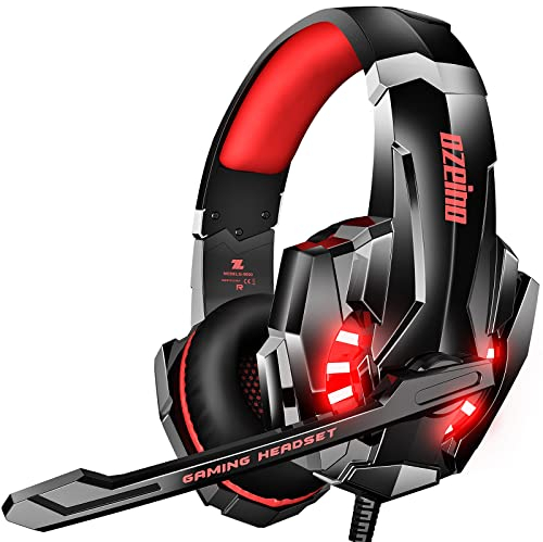 Ozeino Casque de jeu pour PC, PS4, Switch, Xbox One, son surround 3D, antibruit, avec microphone, rose
