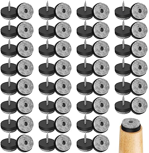 Filzgleiter 60 Stück 25mm Möbelgleiter Filz Stuhlgleiter zum Schrauben Runde Tischbeine Filzpad für Laminat Parkett Fliesen (Dunkelgrau)